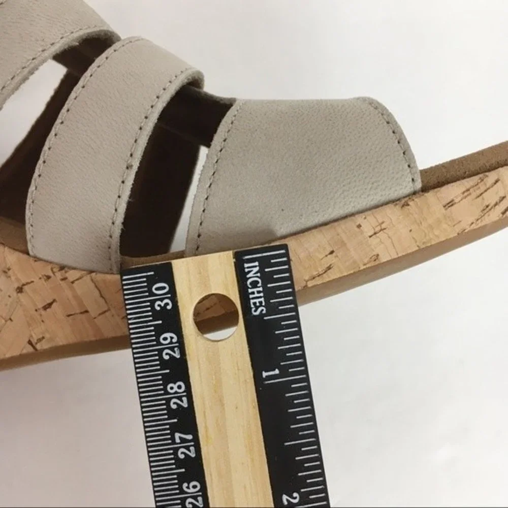 Rockport Womens Size 10 Briah Taupe Leather‎ Gladiator Wedges Sandals Shoes